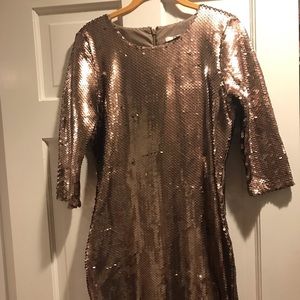 Gold sequence long sleeve dress